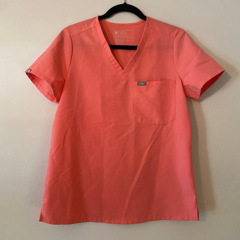 FIGS Neon Pink Catarina Scrub Top Uniform Nurse Doctor Women's size Small